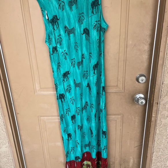 Vintage Karin Stevens dress and matching shirt zebras and elephants sz 18 - Picture 3 of 4